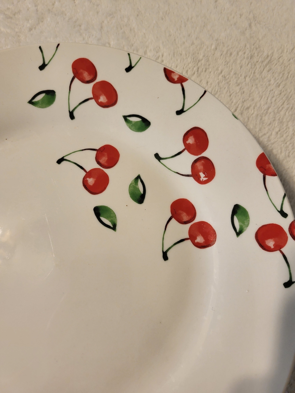 Adorable Red Cherries Print Ceramic 10" Dinner Plates Set of 4 - Picture 2 of 5